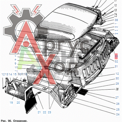 131-8401187 Решетка фары с рамкой левая в сб